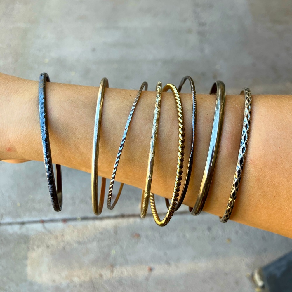 Silver Bangle STACK of 8